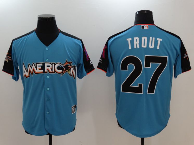 2017 MLB All-Star Los Angeles Angels #27 Mike Trout Blue Jerseys->youth nfl jersey->Youth Jersey